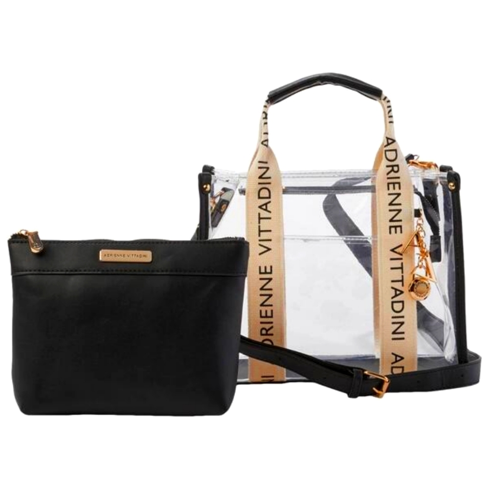 Adrienne Vittadini Valentina Clear Mini Tote w/Pouch (Black) - Picture 4 of 4